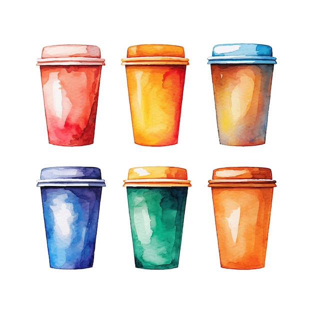 Vecteur des tasses de café de différentes couleurs illustrent l'ensemble