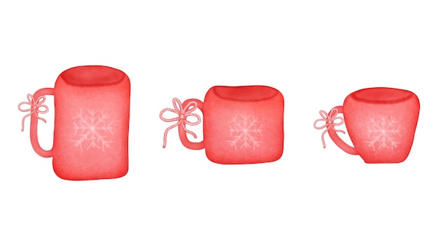 Tasses de noël dessinées à la main aquarelle