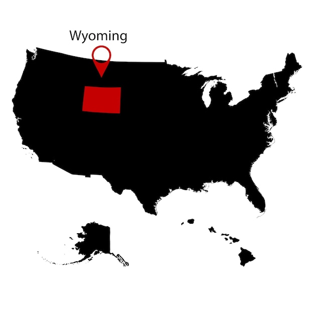 État américain sur la carte Wyoming sur un fond blanc