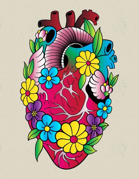 Vecteur tatouage coeur mexicain