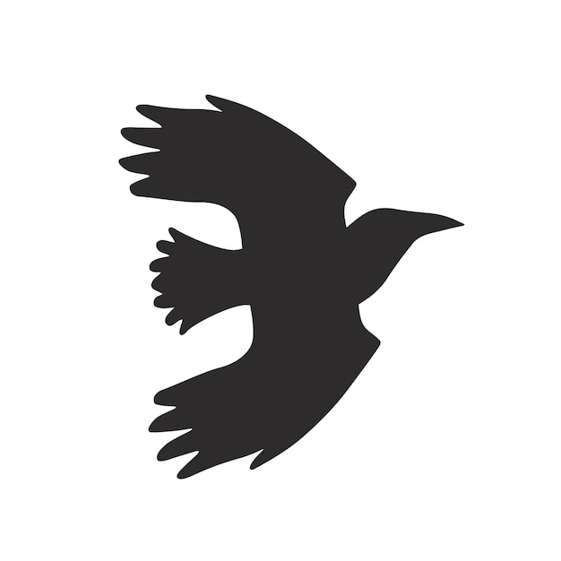 Tatouage De Corbeau Silhouette D'un Oiseau Un Corbeau Volant Dans Un Style Plat