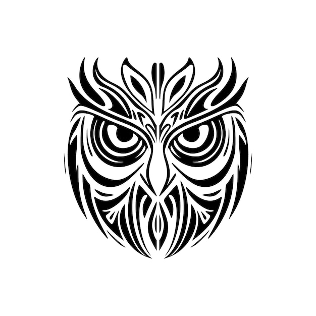 Tatouage de hibou avec un design polynésien noir et blanc