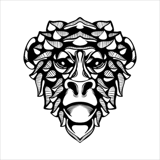 Tatouage De Motif De Singe Décoratif Tribal Noir Et Blanc