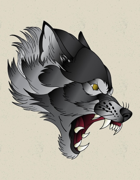 Tatouage Néotraditionnel De Loup