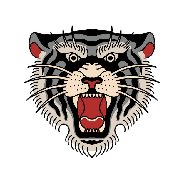 Vecteur tatouage tête de tigre