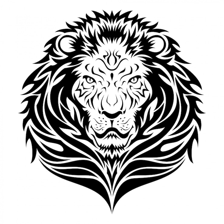 Vecteur tatouage tribal emblème tête de lion