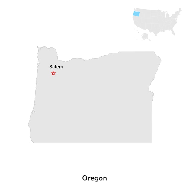 États-Unis État américain de l'Oregon États-Unis état de l'Oregon comté carte contour sur fond blanc