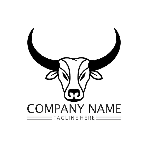 Taureau Et Vache Logo Design Icône Vecteur Corne Animaux