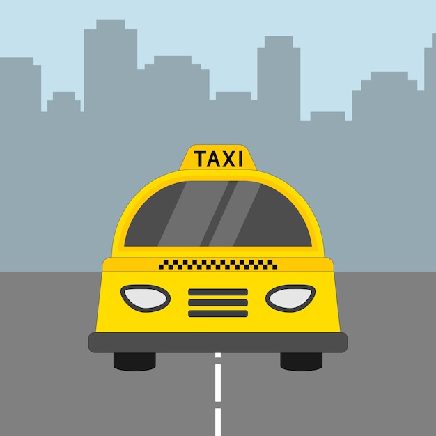 Vecteur un taxi jaune service de taxi en ligne dans une application mobile avec un taxi jaune