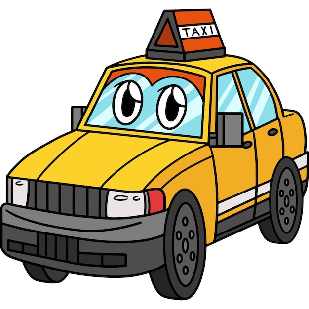 Taxi, à, Visage, Véhicule, Dessin Animé, Coloré Clipart