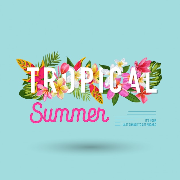 Été tropical avec design de fleurs exotiques