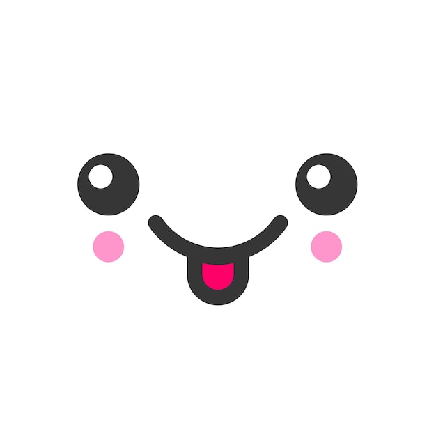 Vecteur tease avec la langue kawaii émotion mignonne visage émoticône icône vectorielle personnages et design de dessins animés emoji