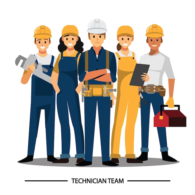 Technicien, constructeurs, ingénieurs et mécaniciens