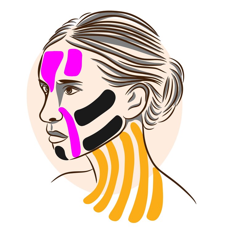 Vecteur technique de bandage du cou kinésiologie bandage facial soins personnels