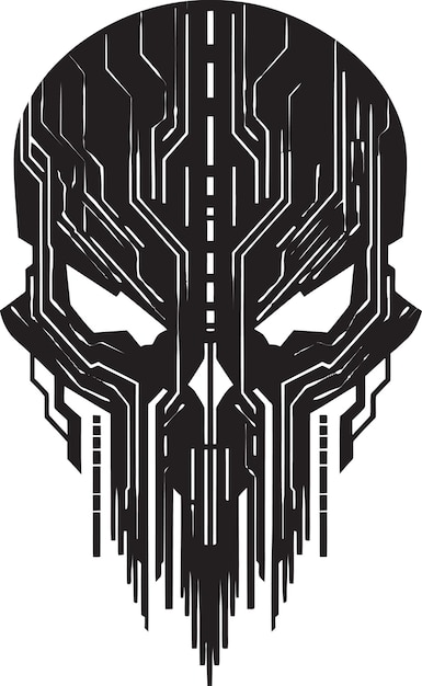 Vecteur techno tempest skull vector emblem digital doppelganger cyberpunk insignia il est également connu sous le nom de cyberpunk.