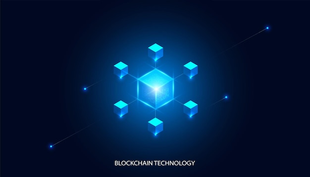 Technologie Abstraite De Blockchain Crypto-monnaie Et Opérations De Crypto Cube Carré Fintech Connect