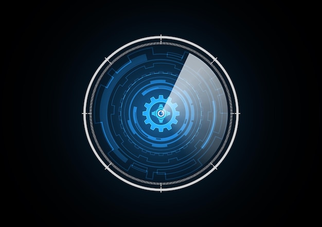 Technologie abstraite futur engrenage radar sécurité cercle fond illustration vectorielle