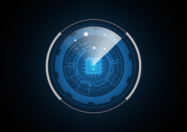 Technologie Abstraite Future Ampoule Puce Radar Sécurité Cercle Fond Illustration Vectorielle