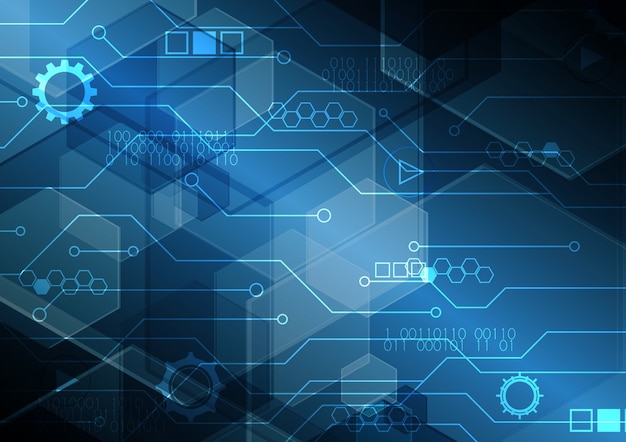 Technologie abstraite numérique futur circuit moderne fond hexagonal
