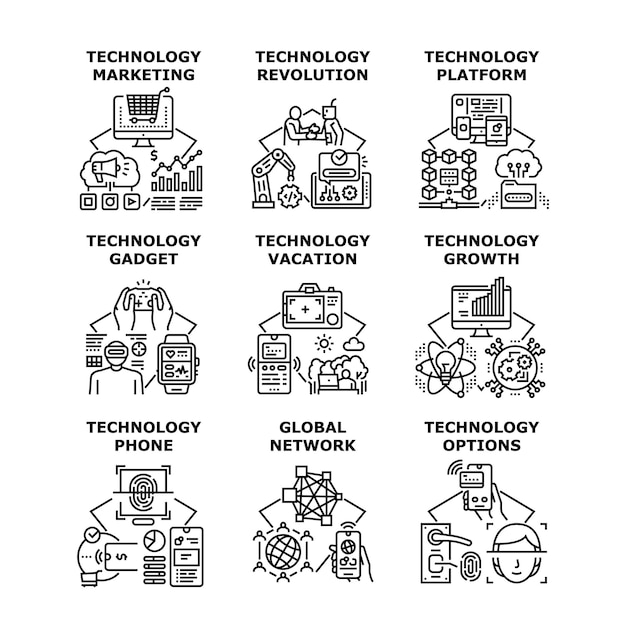 Technologie Affaires Concept Icône Illustration Vectorielle