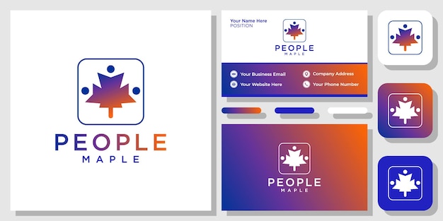 Technologie D'application De Symbole D'élément D'érable De Personnes Mobile Avec Modèle De Carte De Visite