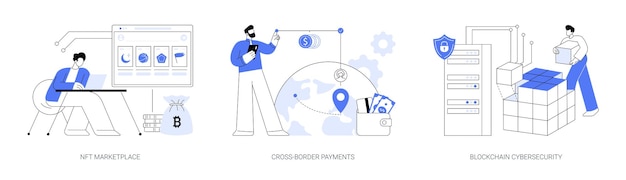 La technologie Blockchain utilise des illustrations vectorielles de concept abstrait