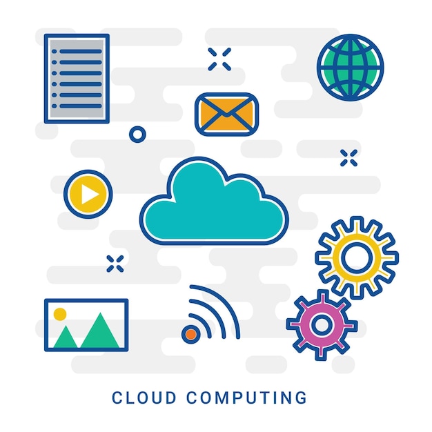Technologie de cloud computing Illustration vectorielle moderne pour le marketing de conception Web et le matériel d'impression