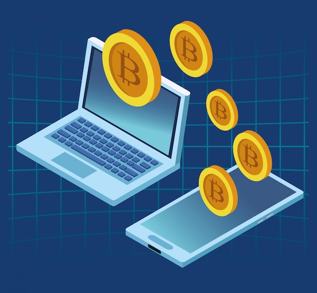 Vecteur technologie de crypto-monnaie bitcoin