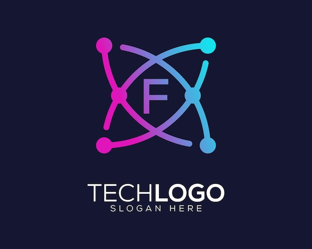 Vecteur technologie dégradé couleur lettre f logo