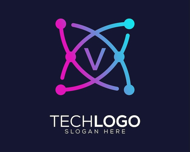 Technologie Dégradé Couleur Lettre V Logo