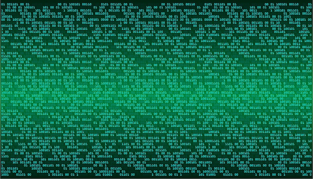 Vecteur technologie future de code binaire, fond de concept de sécurité cyber vert