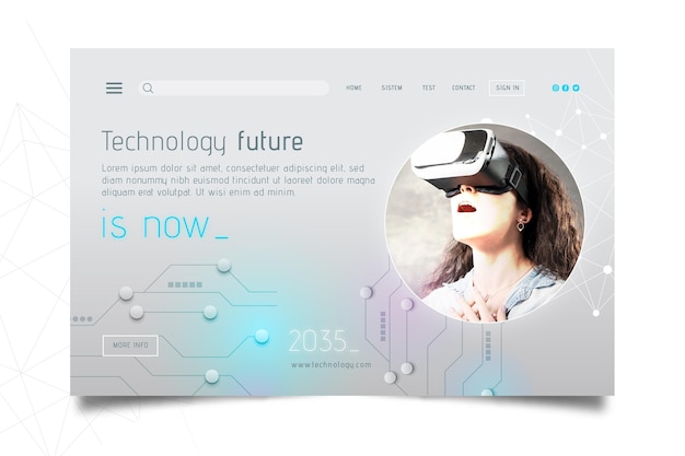 Vecteur technologie et future landing page