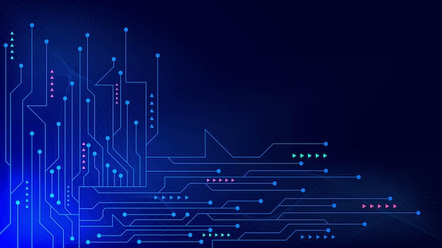La technologie futuriste des circuits imprimés Le concept de technologie numérique de connexion au réseau de circuits informatiques bleus
