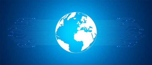 Vecteur technologie globale numérique abstraite avec motif de circuit imprimé bleu
