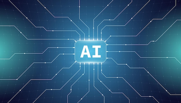 La technologie de l'IA futuriste, la micropuce et les connexions de réseau neural, l'intelligence artificielle et