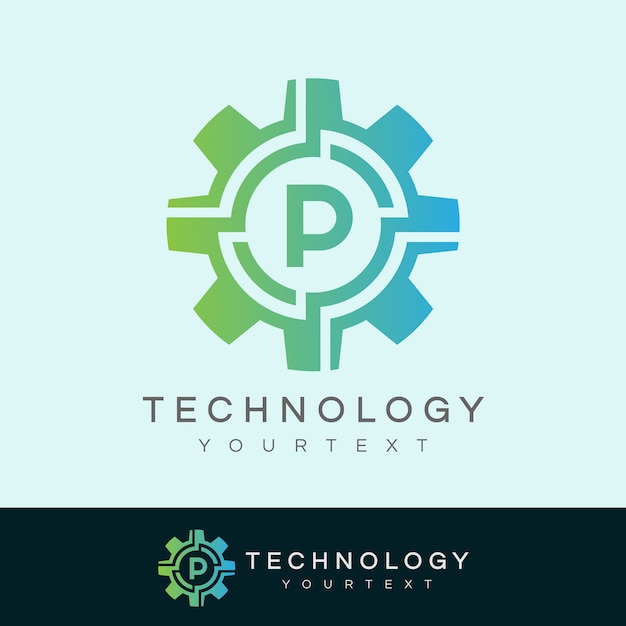 Technologie Initiale Lettre P Logo Design