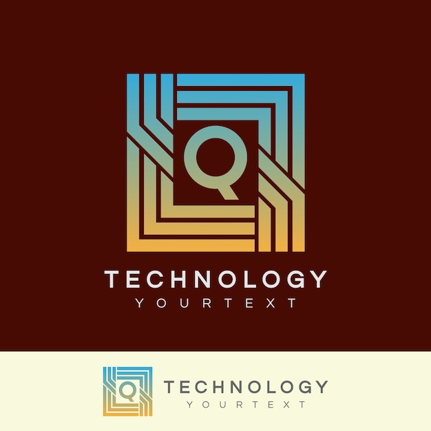 Technologie Initiale Lettre Q Logo Design