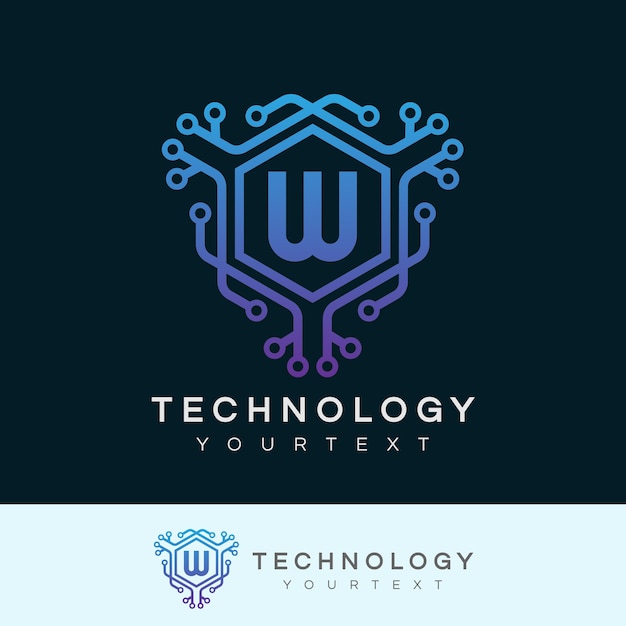 Technologie Initiale Lettre W Logo Design