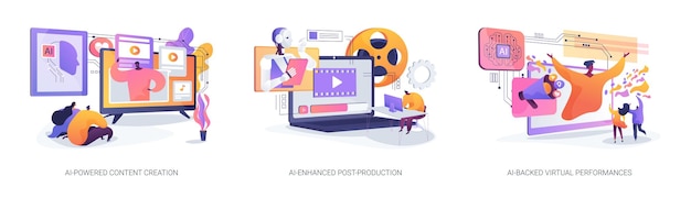 Technologie de l'intelligence artificielle dans le divertissement illustrations vectorielles de concepts abstraits