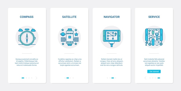 Technologie de ligne de service de navigation GPS UX, ensemble d'écran de page d'application mobile d'intégration de l'interface utilisateur