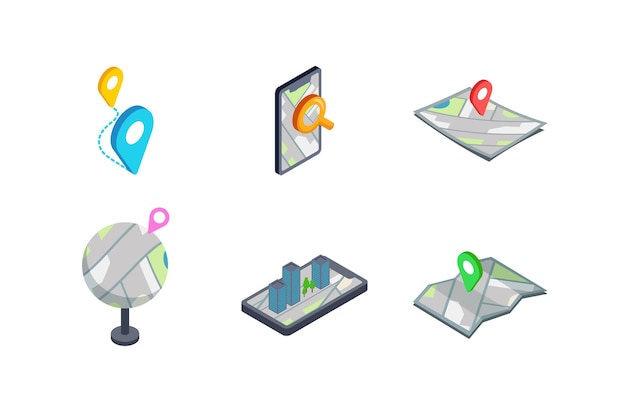 Technologie mobile pour trouver des lieux et des personnes Vecteur de conception pour les éléments d'applications mobiles et Web