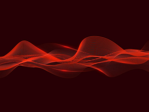 Technologie Néon Rouge Vague Lignes Abstrait Illustration Vectorielle