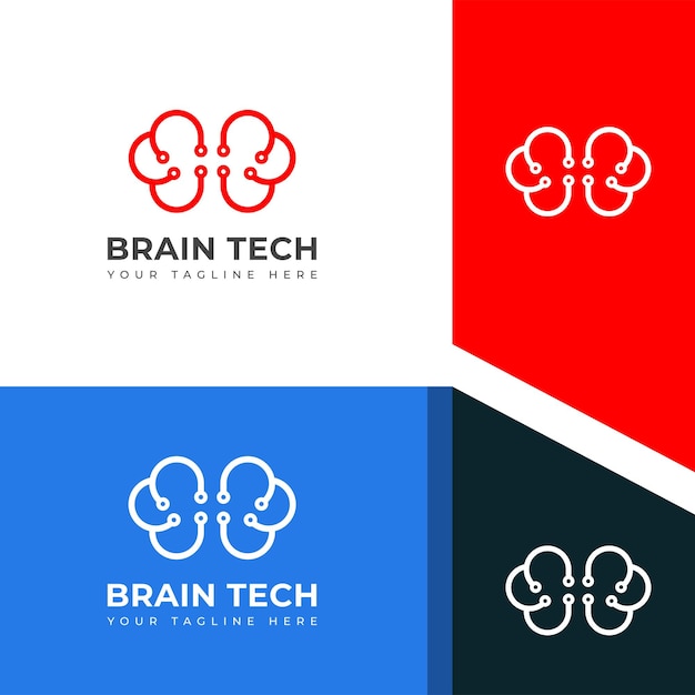Technologie numérique créative Vecteur cérébral Logo