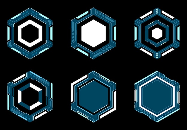 Technologie numérique hud cadre futuriste hexagone.