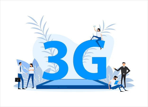 Technologie De Réseau 3g Service De Télécommunication Des Systèmes Internet Les Gens Se Tiennent Près Du Smartphone