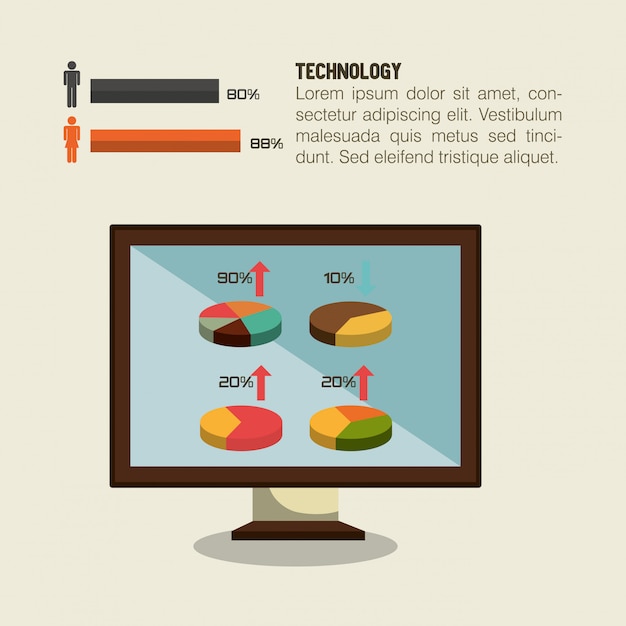 Vecteur technologie rétroinfographique