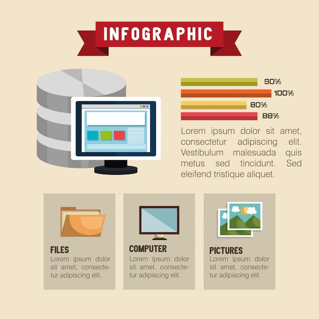 Vecteur technologie rétroinfographique