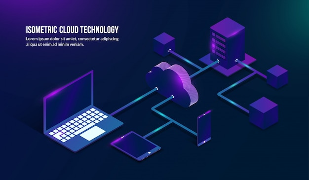 Technologie de stockage en nuage isométrique