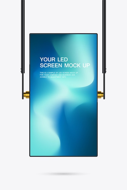 Une technologie suspendue Mockup d'écran LED en 3D LEDs éditables vectoriel boîte lumineuse de télévision éclairée