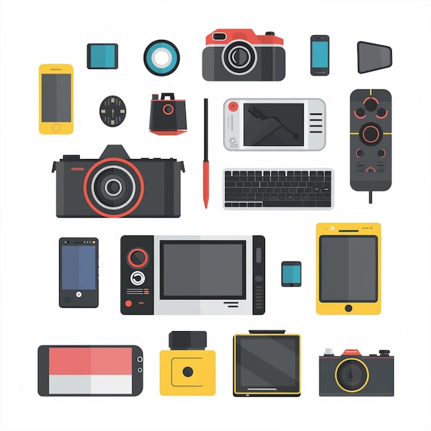 technologie vectorielle appareil illustration gadget ensemble numérique moderne mobile design icône plate